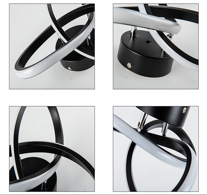 Modern Curl Lamp - Chandelier - Black - Aisle or Hall Lamp - LED Lighting - Ceiling Lamp
