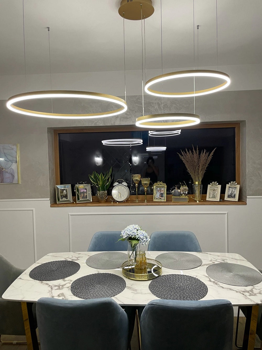 3 Ringen - Hanglamp - Kroonluchter - Goud - Dimbaar Met Afstandsbediening