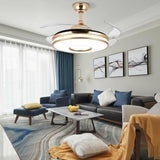 Ceiling Fan With Lighting - Pendant With Retractable Blades - 3 Speeds - Gold - Dimmable - With Remote Control