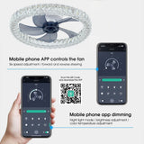 Ceiling Fan with Light - Ceiling Fan - Smart Lamp - Dimmable - 6 Speeds - Crystal Fan - Kitchen Light - Living Room Light - Modern Lamp