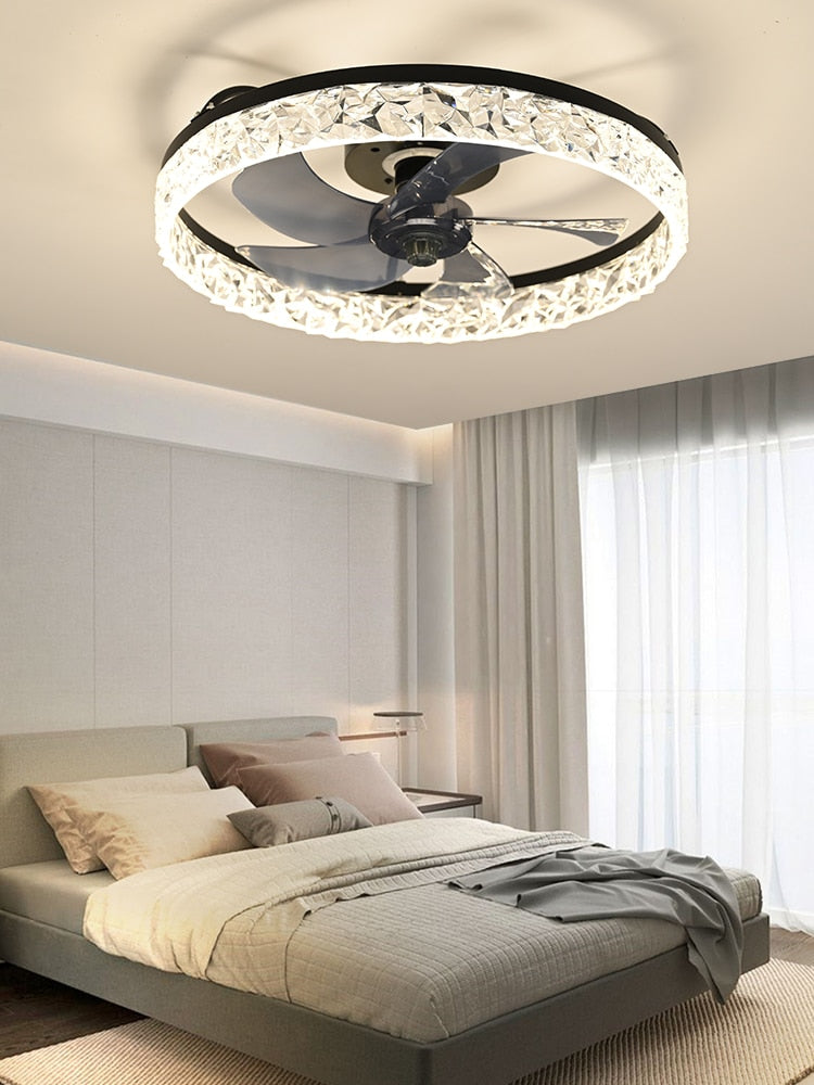Fan Lamp - Ceiling Fan White - Smart Lamp - With Dimmer - 6 Speed Fan - Kitchen Lamp - Living Room Lamp - Modern Lamp