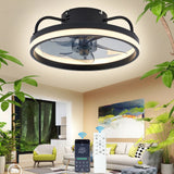 Ceiling Fan With Lighting - Round Light Ring - 6 Speeds - Black - Dimmable - With Remote Control And App - With Memory Function