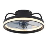 Ceiling Fan With Lighting - Round Light Ring - 6 Speeds - Black - Dimmable - With Remote Control And App - With Memory Function