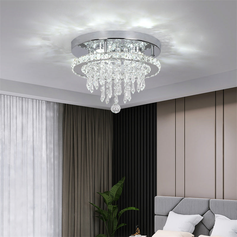 LuxiLamps - Kristallen - Plafondlamp - LED - Kristallen - Chroom Kroonluchter - Warm Wit - Hanger - Verlichting - Hal - Keuken - Slaapkamer - Woonkamer