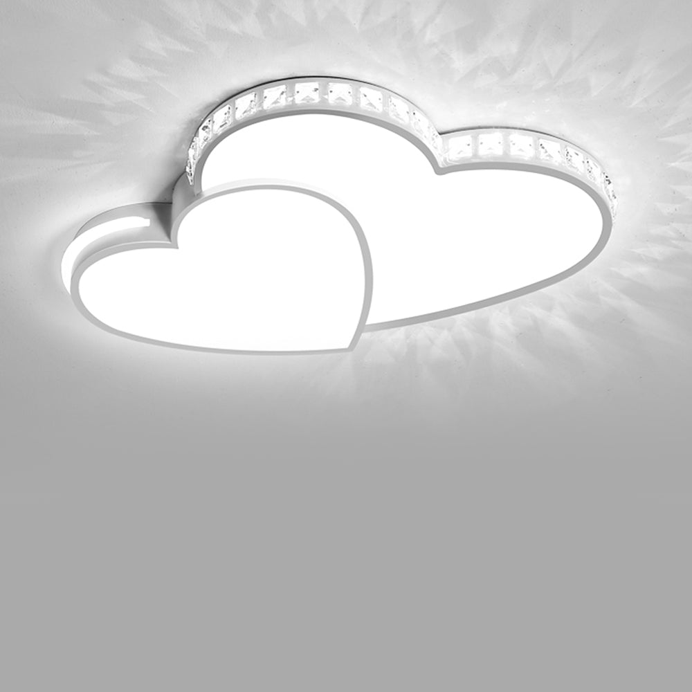 LuxiLamps - Kristallen Harten Plafondlamp - Wit - Koud Wit - Woonkamerlamp - Moderne lamp - Plafonnière