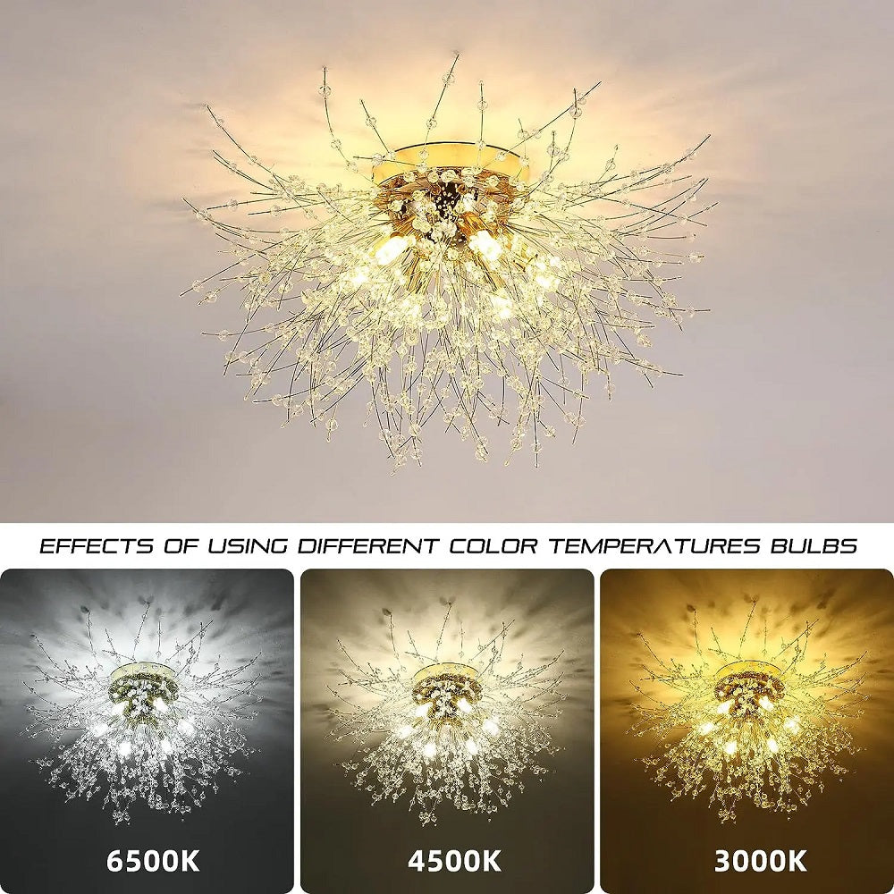Luxe Kristal Plafondlamp - Paardebloem Kroonluchter - Crystal Led Lamp - Goud - 60 cm - Moderne lamp - Plafondlamp - Plafoniere