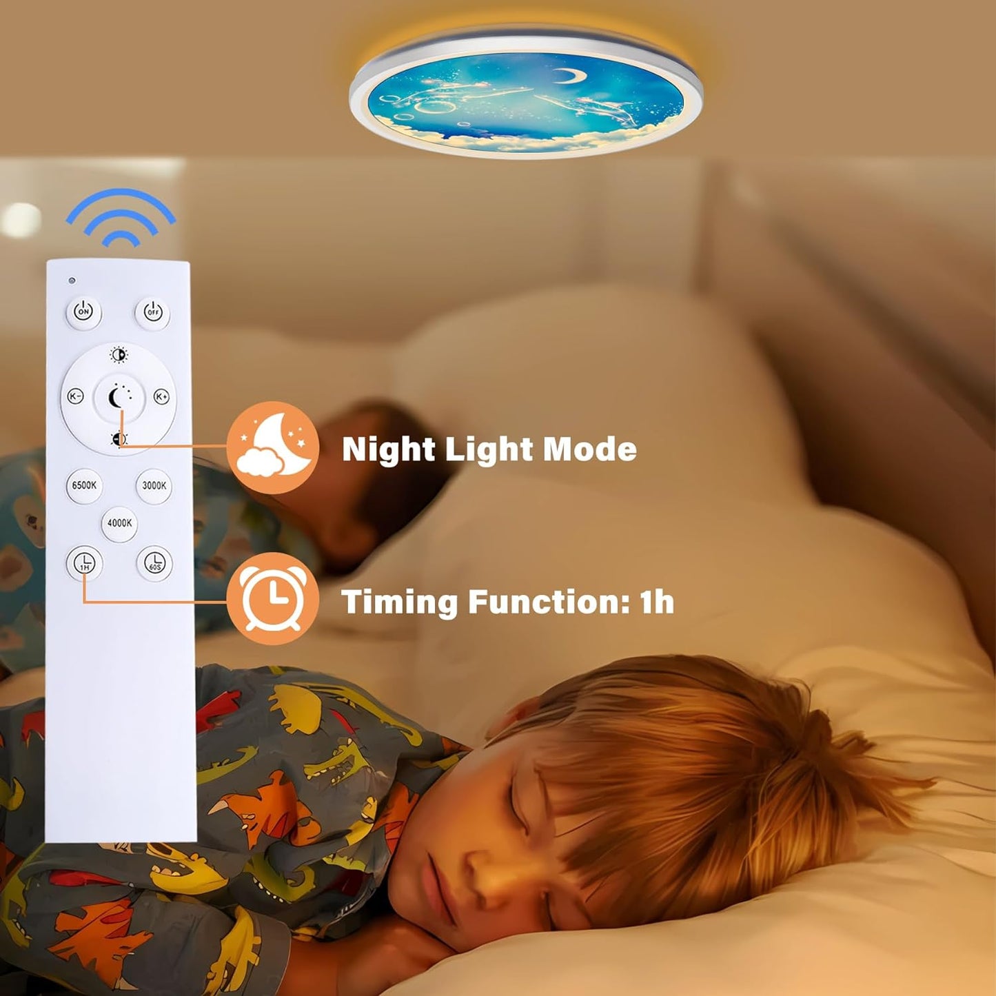 Maan Plafondlamp - LED Kroonluchter - Dimbaar Met Afstandsbediening - 3000-6500K - Moderne Woonkamer Lamp - 30 cm - Kinder Kamer - Plafonniere