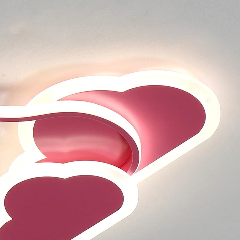 LuxiLamps - Wolken Harten Plafondlamp - Met Afstandsbediening - Roze - Dimbaar - Woonkamerlamp - Moderne lamp - Plafonnière