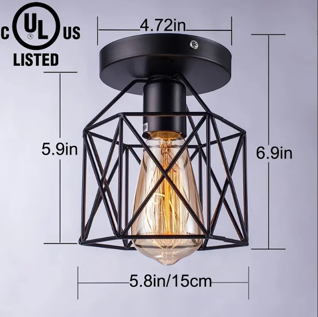 Moderne Plafondlamp - Zwart - Moderne Lamp - E27 - Gangpad of Hal Lamp - Vintage Lamp - Plafoniere