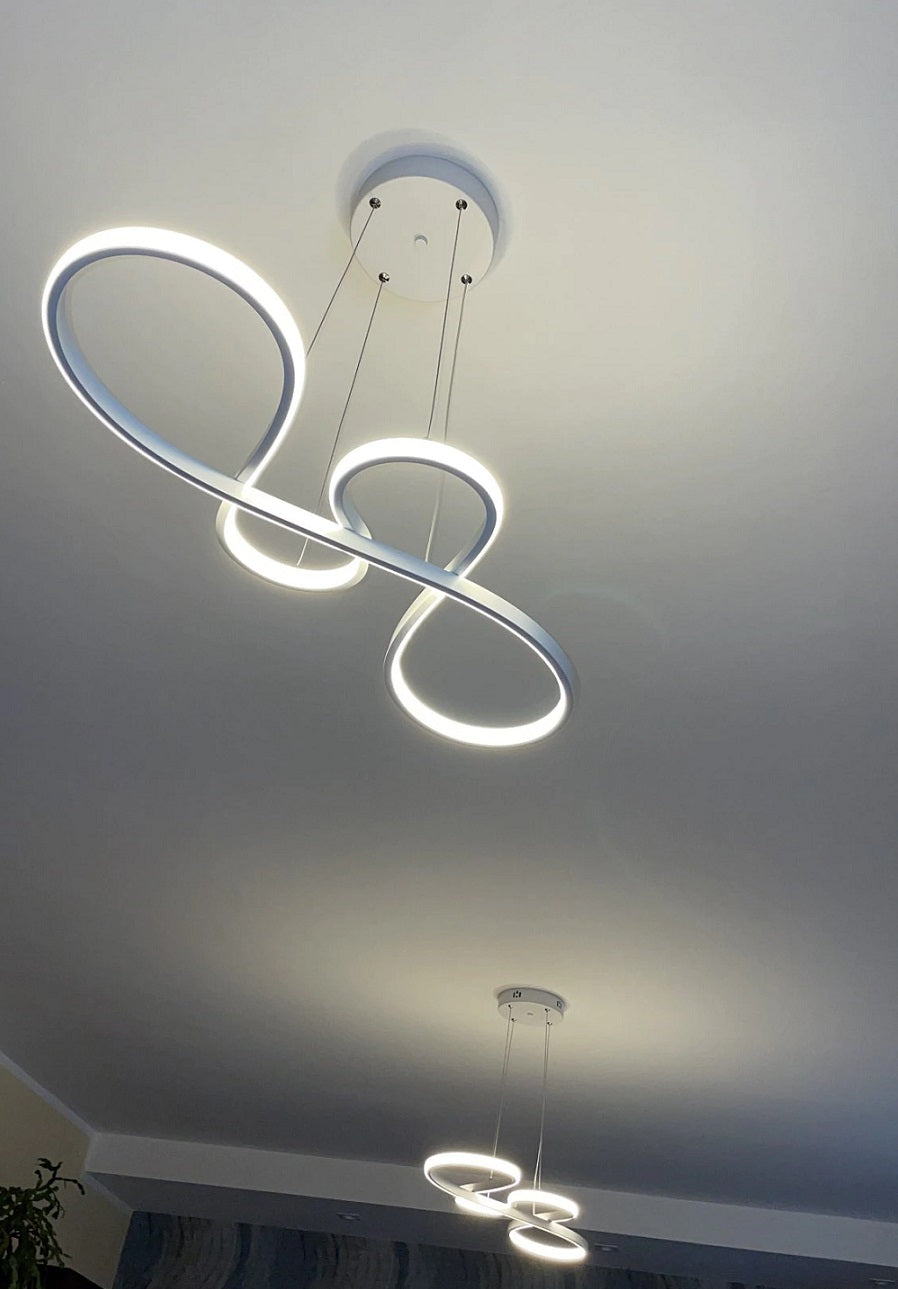 LuxiLamps - Pendant Lamp - Chandelier - White - Living Room Lamp Dimmable With Remote Control - Modern Lamp - Dining Room Lamp - LED Ceiling Lamp - Ceiling Light