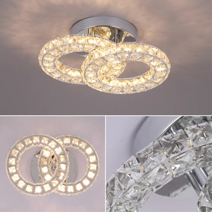 Kristallen Gangpad Lamp - 2 Ring Crystal Led Lamp - Moderne lamp -LED Plafondlamp - Plafonniere