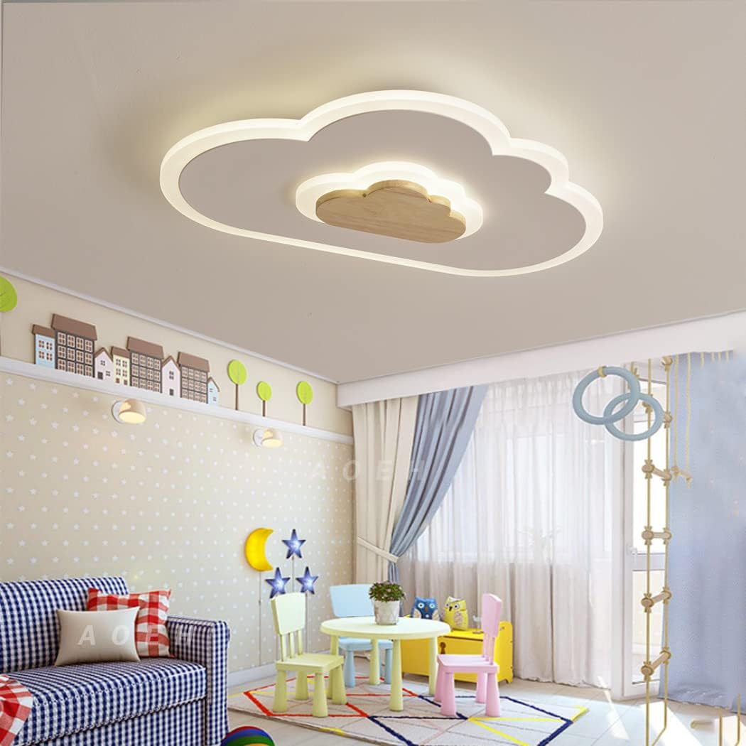 Wolken Plafondlamp - Dimbaar Met Afstandsbediening - Wit - Kinderkamer - Moderne lamp - Plafonnière - Babykamer Decoratielamp