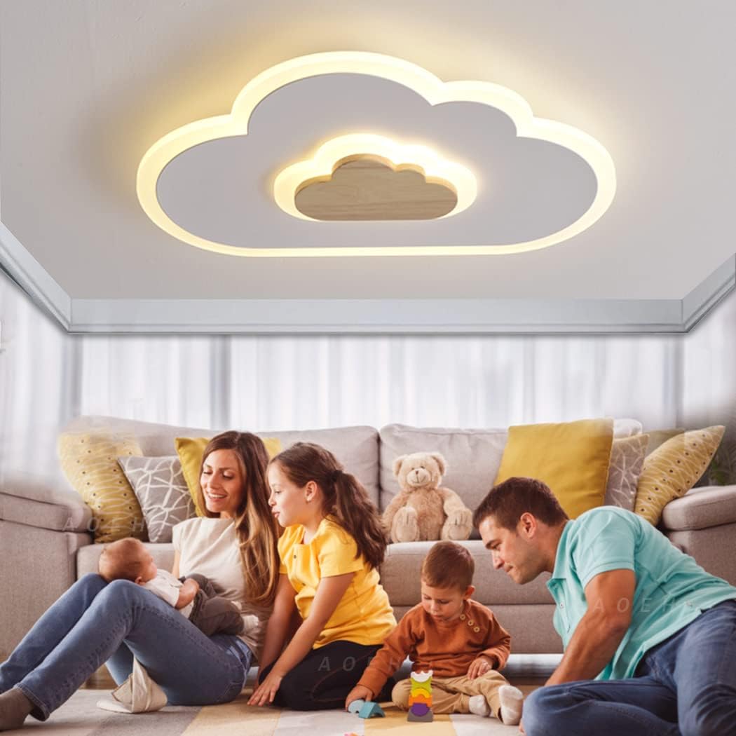 Wolken Plafondlamp - Dimbaar Met Afstandsbediening - Wit - Kinderkamer - Moderne lamp - Plafonnière - Babykamer Decoratielamp
