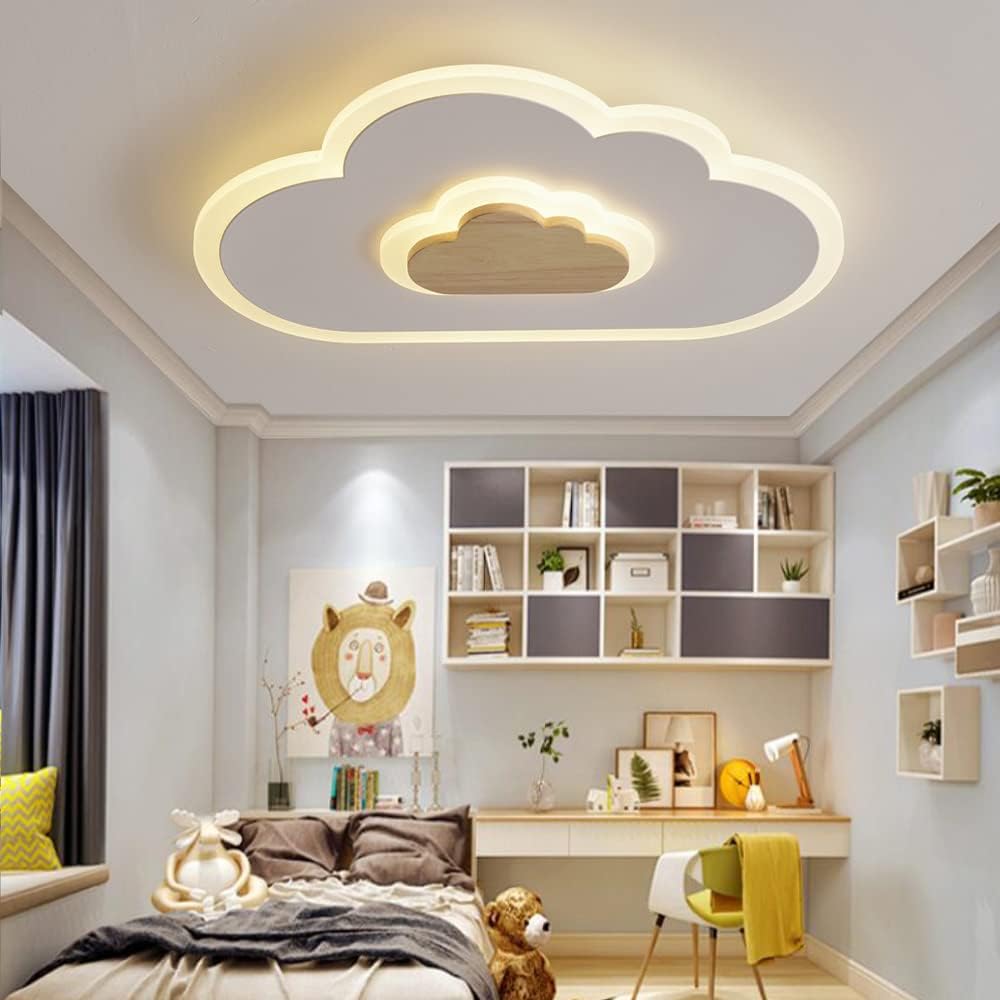 Wolken Plafondlamp - Dimbaar Met Afstandsbediening - Wit - Kinderkamer - Moderne lamp - Plafonnière - Babykamer Decoratielamp