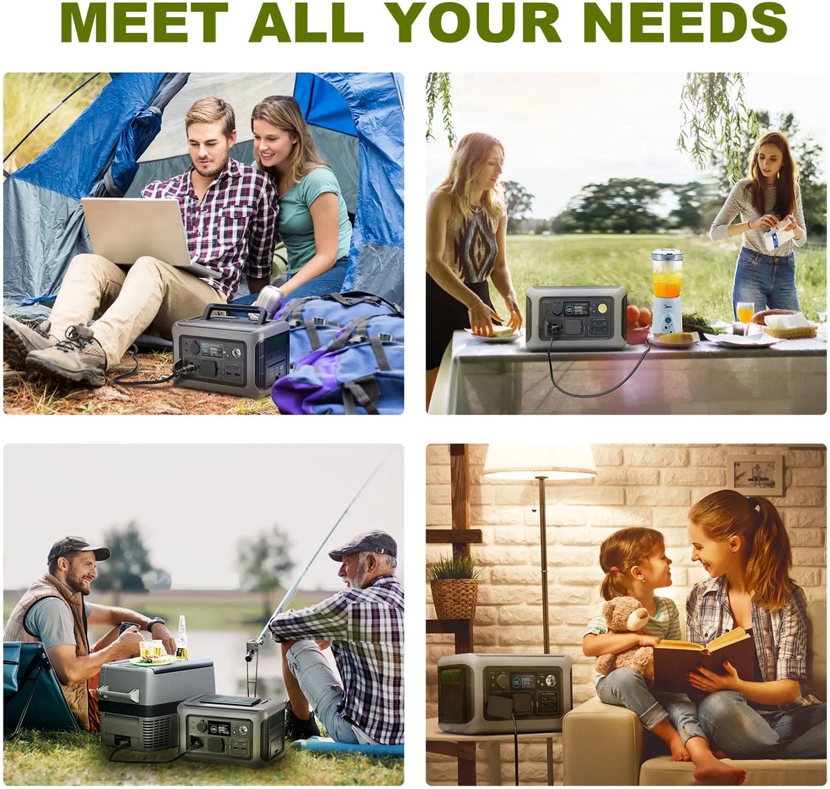 Folding Solar Kit With Power Station - 140 W Panel - AC Output Up To 600 W - For Camper And Travel