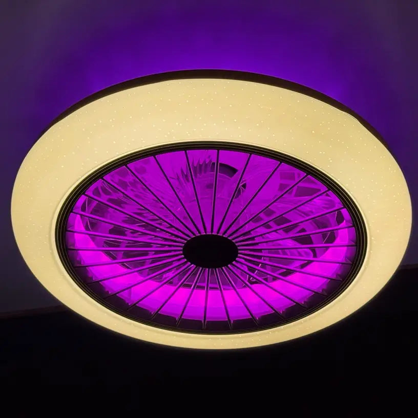 LED RGB Ventilator Lamp - Smart Lamp - Plafondventilator - RGB - 12 Kleuren - Dimbaar - 45 cm - 6 Standen - Plafondventilator - Woonkamerlamp - Moderne Lamp