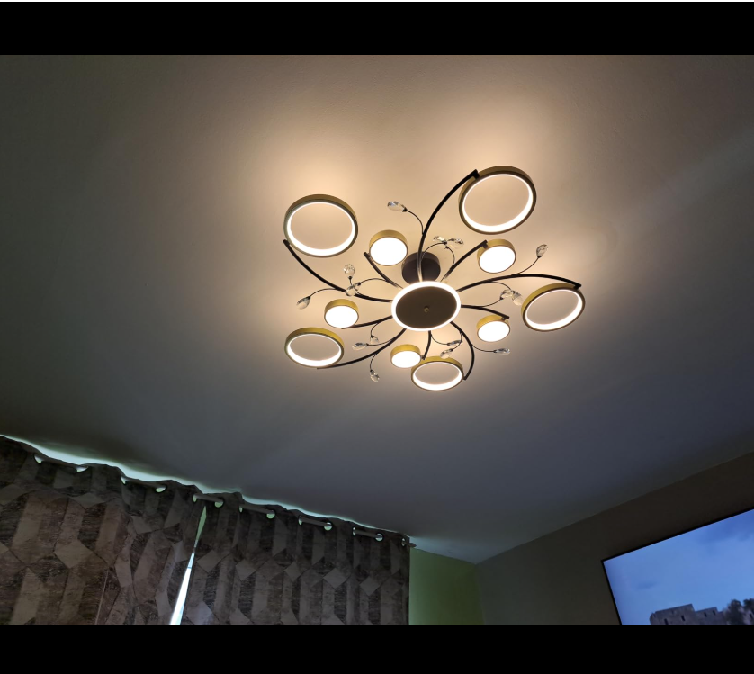 Moderne 10 Ringen LED Kroonluchter - Goud/Zwart - Dimbaar Met Afstandsbediening En App - Voor Woonkamer En Eetkamer