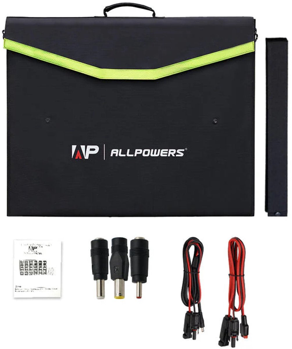 Zonnepaneel met omvormer - Inclusief accu - Camper - Vakantie - Boot - 100Watt paneel - 600W AC - Zonnepaneel inklapbaar