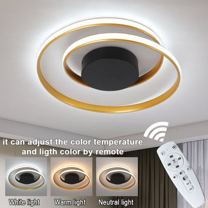 LuxiLamps - Ringen LED Plafondlamp - Dimbaar Met Afstandsbediening - Goud - 46 cm - Plafoniere - Keuken Lamp - Woonkamerlamp - Moderne lamp