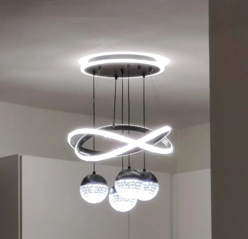 LuxiLamps - 4 Balls Hanging Lamp - Chandelier Living Room - Black - Modern Lamp - 40 cm - Hanging Lamp