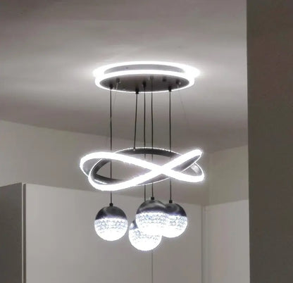 LuxiLamps - 4 Balls Hanging Lamp - Chandelier Living Room - Black - Modern Lamp - 40 cm - Hanging Lamp
