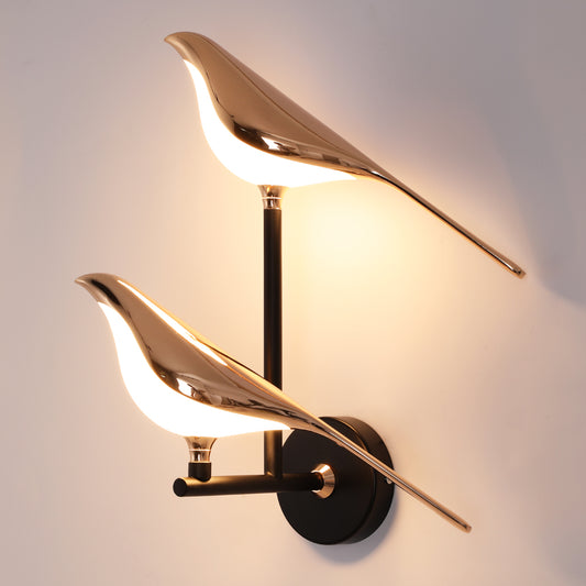LuxiLamps - Wandlamp 2 Vogels - Muurlamp - Moderne Wandlamp - 33 cm - Draaibaar - Sfeerverlichting - Decor Muurverlichting