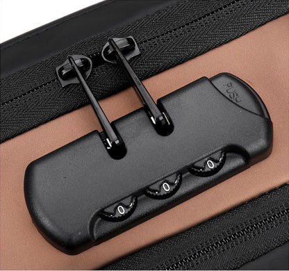 Shoulder Bag - Crossbody Bag - Men and Women - Waterproof - Anti-Theft - USB Port - Brown / Gray - RENEWED!