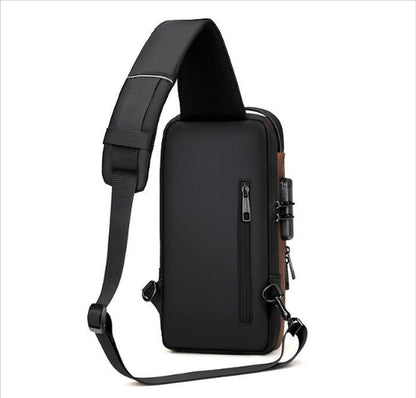 Shoulder Bag - Crossbody Bag - Men and Women - Waterproof - Anti-Theft - USB Port - Brown / Gray - RENEWED!
