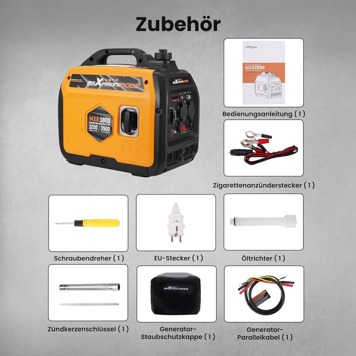 Superstille Inverter Stroomgenerator 3500 W - Benzine, 4-Takt - Met USB en 230V Stopcontacten - Noodstroomaggregaat voor Camping, Reizen en Oorlogsnood