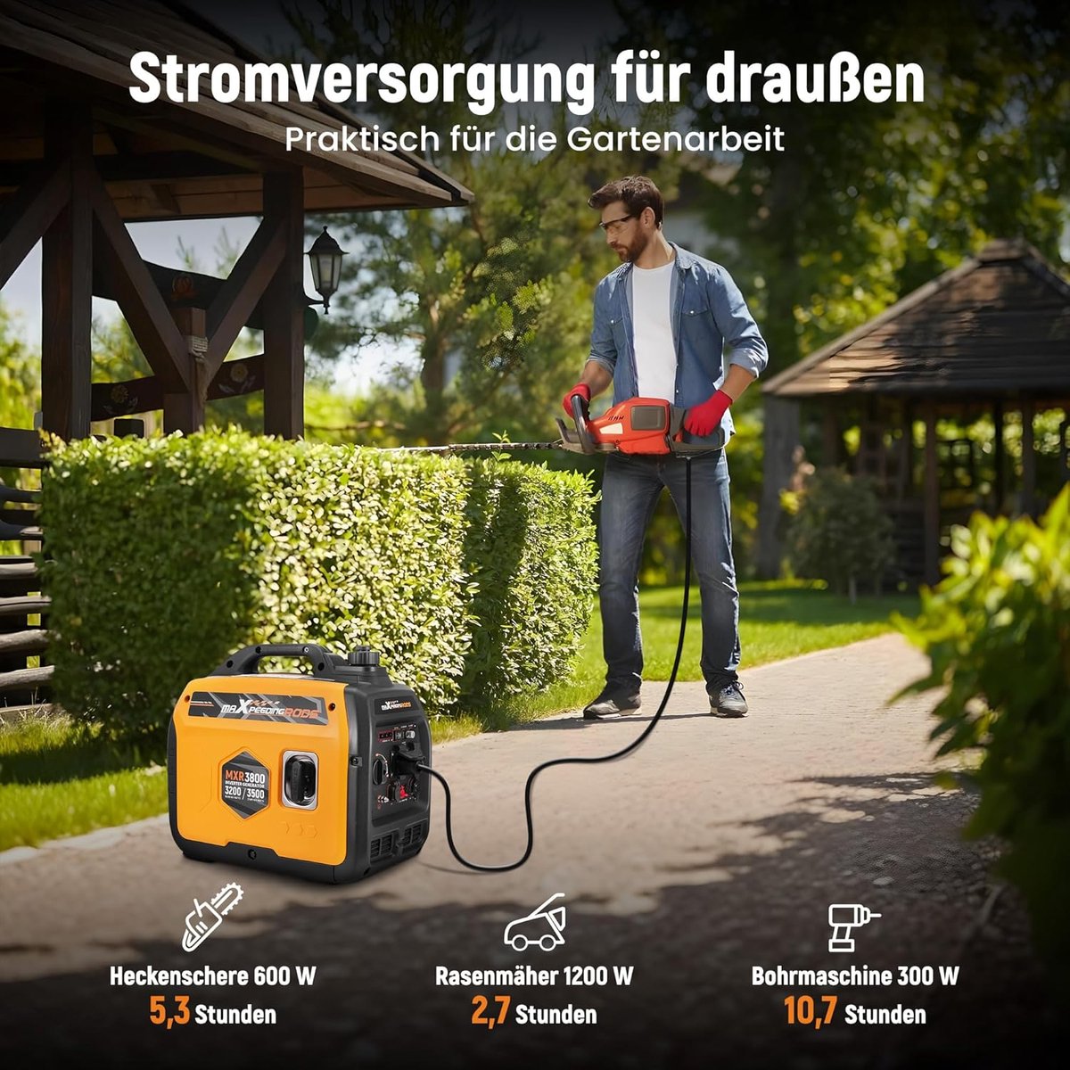Superstille Inverter Stroomgenerator 3500 W - Benzine, 4-Takt - Met USB en 230V Stopcontacten - Noodstroomaggregaat voor Camping, Reizen en Oorlogsnood