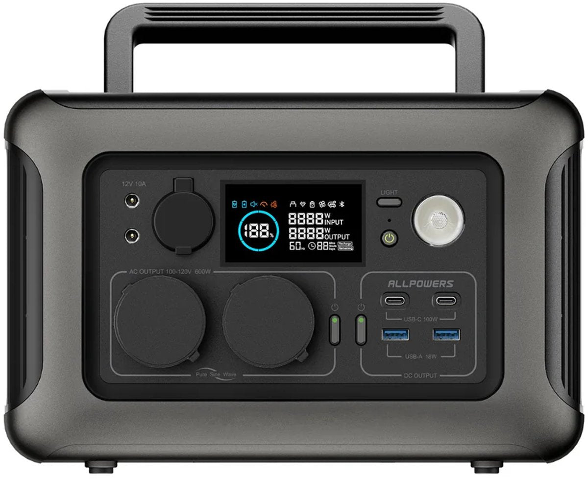 Zonnepaneel met omvormer - Inclusief accu - Camper - Vakantie - Boot - 100Watt paneel - 600W AC - Zonnepaneel inklapbaar