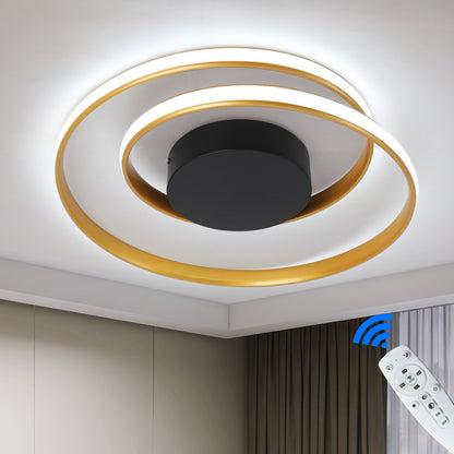 LuxiLamps - Ringen LED Plafondlamp - Dimbaar Met Afstandsbediening - Goud - 46 cm - Plafoniere - Keuken Lamp - Woonkamerlamp - Moderne lamp