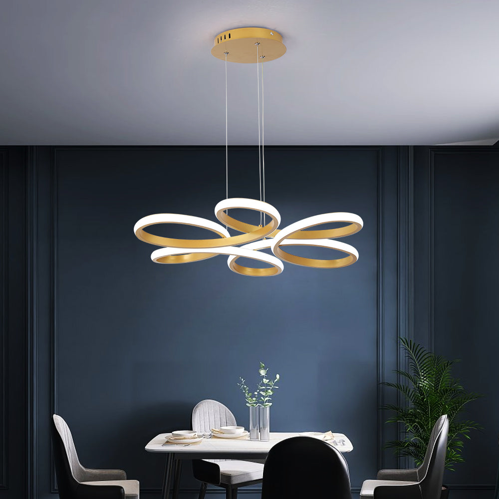 LuxiLamps - Modern Curls Pendant Lamp - Dimmable With Remote Control - Gold - 59 cm - Living Room Lamp - Bedroom Lamp - Modern Lamp - Ceiling Lamp
