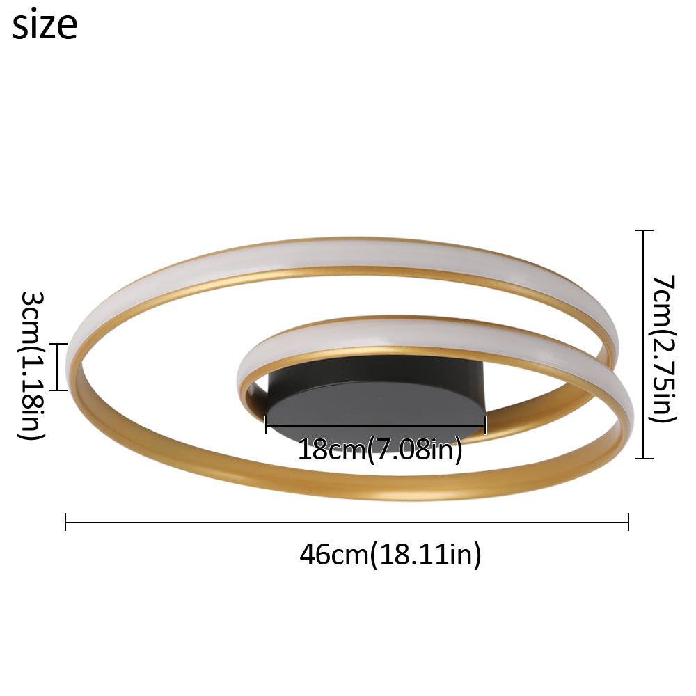 LuxiLamps - Ringen LED Plafondlamp - Dimbaar Met Afstandsbediening - Goud - 46 cm - Plafoniere - Keuken Lamp - Woonkamerlamp - Moderne lamp