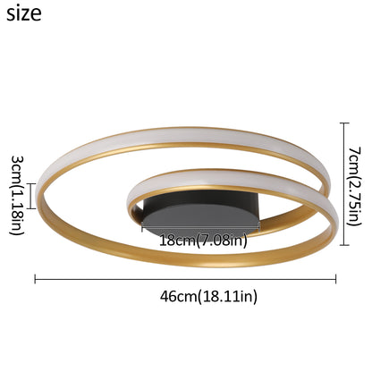 LuxiLamps - Ringen LED Plafondlamp - Dimbaar Met Afstandsbediening - Goud - 46 cm - Plafoniere - Keuken Lamp - Woonkamerlamp - Moderne lamp
