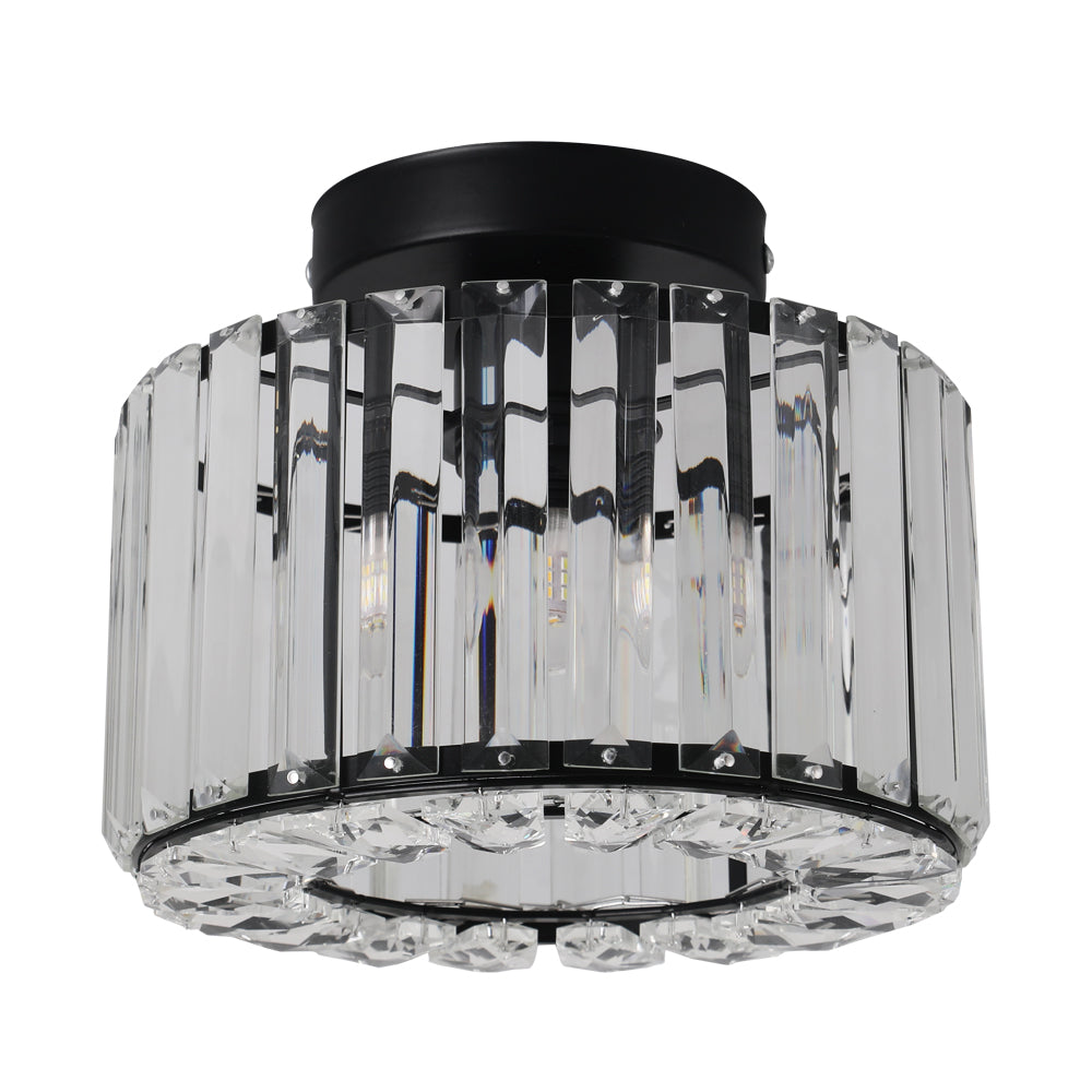 Plafondlamp - Verlichting - Gangpad - Lamp - Kristal Look - Plafonnière - 22 cm - Rond - Zwart - E27
