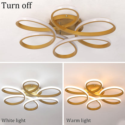 LuxiLamps - Krullen Plafondlamp - Dimbaar Met Afstandsbediening - Goud - 59 cm - Woonkamerlamp - Slaapkamerlamp - Moderne lamp - Plafonniere