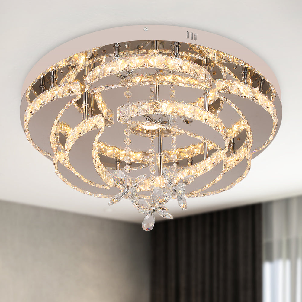 LuxiLamps - Moon Crystal LED Lamp - With Remote Control - Modern Lamp - Crystal Chandelier - Living Room Lamp - Ceiling Lamp