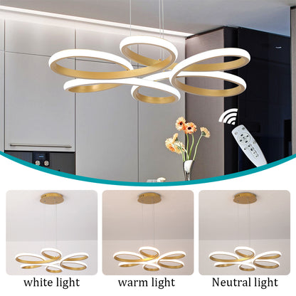 LuxiLamps - Modern Curls Pendant Lamp - Dimmable With Remote Control - Gold - 59 cm - Living Room Lamp - Bedroom Lamp - Modern Lamp - Ceiling Lamp