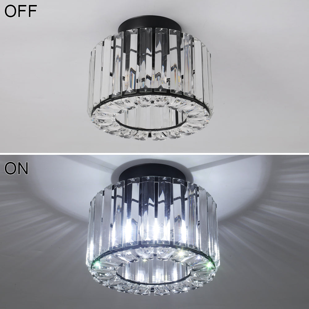 Plafondlamp - Verlichting - Gangpad - Lamp - Kristal Look - Plafonnière - 22 cm - Rond - Zwart - E27
