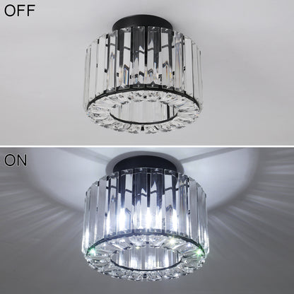 Plafondlamp - Verlichting - Gangpad - Lamp - Kristal Look - Plafonnière - 22 cm - Rond - Zwart - E27