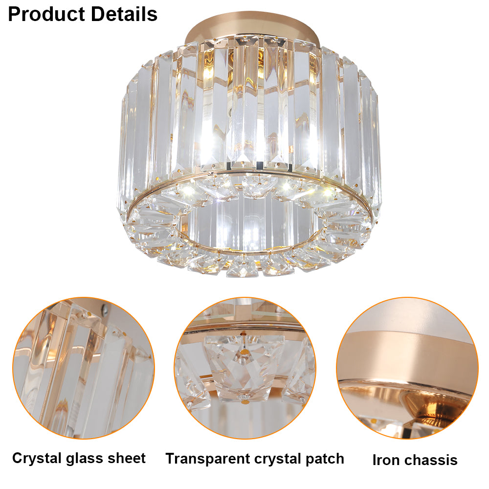 Plafondlamp - Verlichting - Gangpad - Lamp - Kristal Look - Plafonnière - 22 cm - Rond - Goud - E27