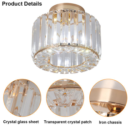 Plafondlamp - Verlichting - Gangpad - Lamp - Kristal Look - Plafonnière - 22 cm - Rond - Goud - E27