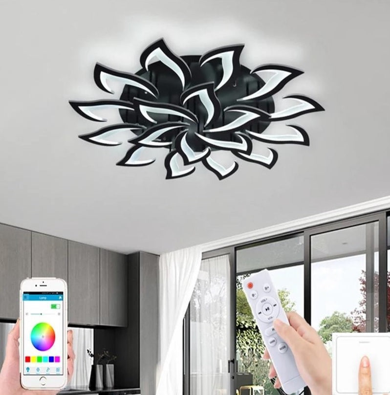 18 Sterren Plafondlamp Zwart - Met Afstandsbediening - Smart lamp - Dimbaar Met App - Woonkamerlamp - Moderne lamp