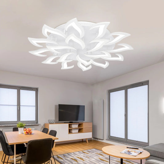LuxiLamps - 14 Star Ceiling Lamp - White - With Remote Control - Smart Lamp - Dimmable With App - Living Room Lamp - Modern Lamp - Ceiling Lamp