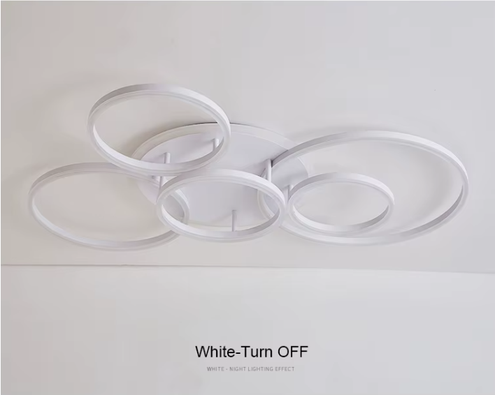 Led Plafondlamp - 6 Ringen - Dimbaar met Afstandsbediening - 108 Watt - Modern Design - Wit - Plafonniere - Modern - Woonkamer - Eettafel - Keuken - Slaapkamer