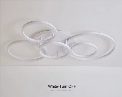 Led Plafondlamp - 6 Ringen - Dimbaar met Afstandsbediening - 108 Watt - Modern Design - Wit - Plafonniere - Modern - Woonkamer - Eettafel - Keuken - Slaapkamer