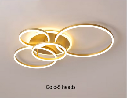 5 Ringen Plafondlamp - Met Afstandsbediening - Smart lamp - Goud - Dimbaar - Woonkamerlamp - Moderne lamp - Plafoniere