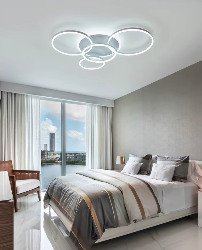 5 Ringen - 80 Watt - Design - Zwart - Plafonniere - Modern - LED Lamp - Woonkamer - Kamer - Eetkamer - Eettafel - Keuken - Slaapkamer - Cafe