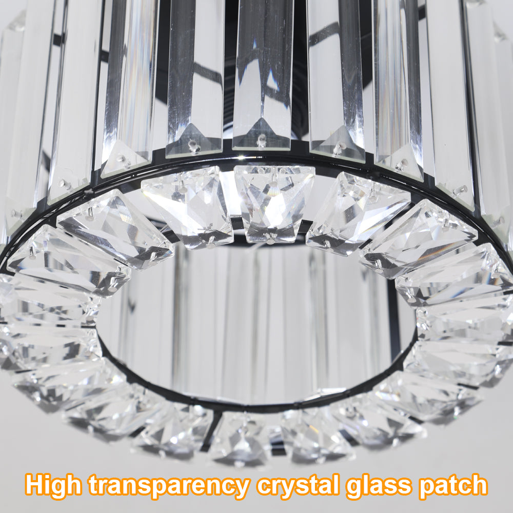 Plafondlamp - Verlichting - Gangpad - Lamp - Kristal Look - Plafonnière - 22 cm - Rond - Zwart - E27